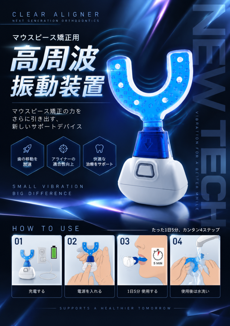 マウスピース矯正の歯の移動をサポートする「高周波振動装置 VPro」のご紹介